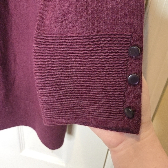 Evolution by Cyrus Open Front Ribbed Knit Detail Cardigan Size Small Ancho Chili - Picture 8 of 11